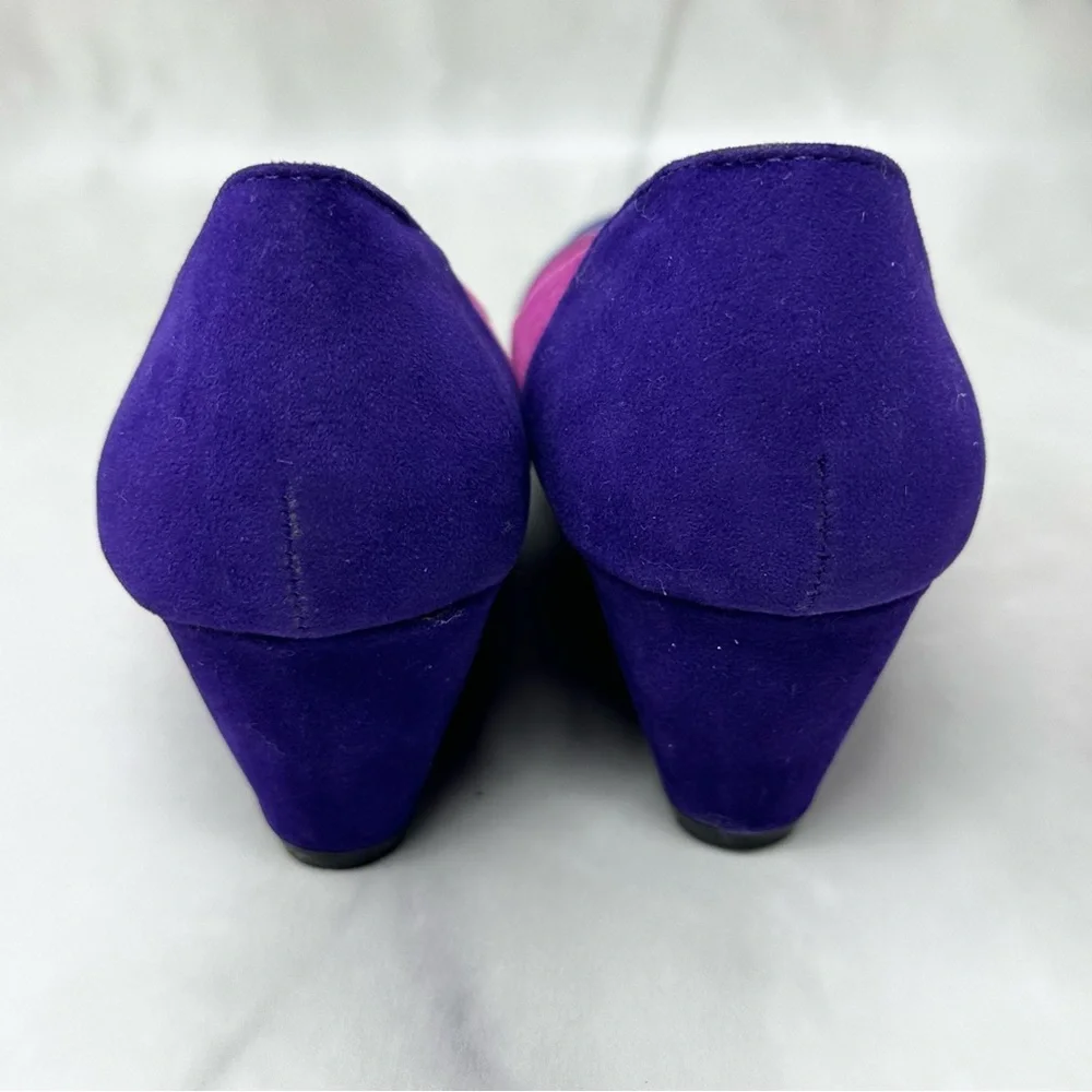 Retro 80s Inspired Color Block Multicolor Wedge Heels NEW